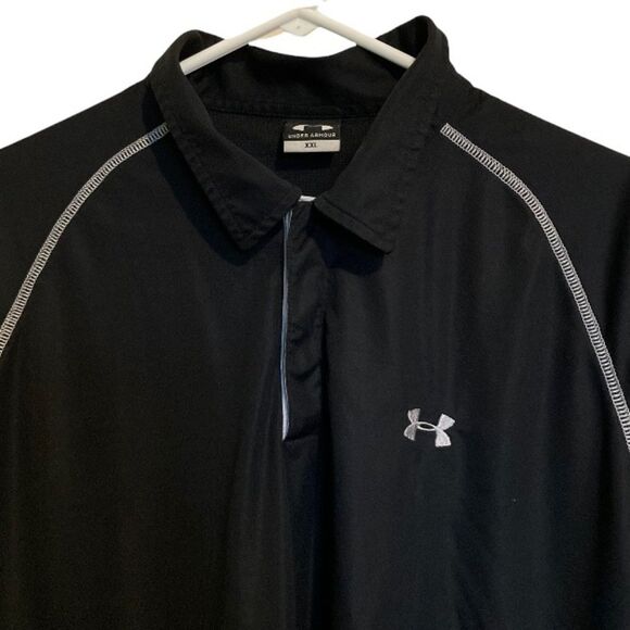 UNDER ARMOUR Black Silver Trim Golf Tennis Polo shirt Mens XXL - Picture 9 of 16
